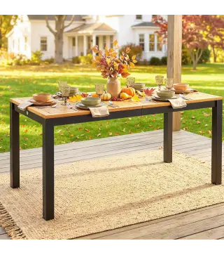 Mesa de Comedor de Jardín de Madera para 6 Personas con Superficie de Listones Orificio 150x75x75 cm Natural