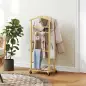 Galán de Noche de Bambú con Ruedas Colgadores Barras para Pantalones Bandeja y Zapatero 47x33,7x105,5 cm Natural