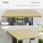 Toldo para Balcón 350x250 cm con Manivela de Metal Impermeable y Anti-UV para Jardín Terraza Ventanas Gris y Amarillo