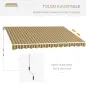 Toldo para Balcón 350x250 cm con Manivela de Metal Impermeable y Anti-UV para Jardín Terraza Ventanas Gris y Amarillo