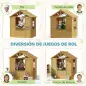 Casita Infantil Exterior e Interior de Madera Casita Infantil con 2 Maceteros 3 Ventanas Puerta para 3-8 Años Marrón