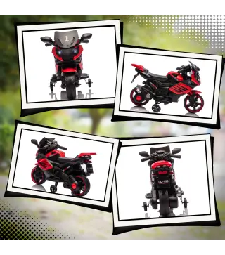 Moto Eléctrica para Niños 6V con Ruedas de Apoyo Música Faro para Niños de 18-36 Mesas Rojo