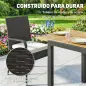 Conjunto de Mesa y Sillas Jardín de Ratán 7 Piezas con Mesa Extensible con Tablero Madera y 6 Sillas Apilables Cojines
