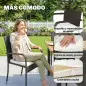 Conjunto de Mesa y Sillas Jardín de Ratán 7 Piezas con Mesa Extensible con Tablero Madera y 6 Sillas Apilables Cojines