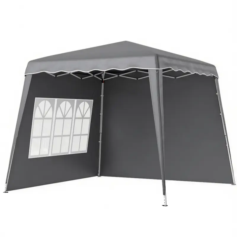 Carpa Plegable Pop-up 2,89x2,89m Cenador Pabellón de Jardín con Paredes Laterales Altura Ajustable Protección UV50+ Gris