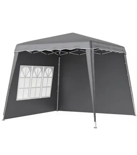 Carpa Plegable Pop-up 2,89x2,89m Cenador Pabellón de Jardín con Paredes Laterales Altura Ajustable Protección UV50+ Gris