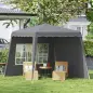 Carpa Plegable Pop-up 2,89x2,89m Cenador Pabellón de Jardín con Paredes Laterales Altura Ajustable Protección UV50+ Gris