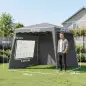 Carpa Plegable Pop-up 2,89x2,89m Cenador Pabellón de Jardín con Paredes Laterales Altura Ajustable Protección UV50+ Gris