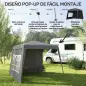Carpa Plegable Pop-up 2,89x2,89m Cenador Pabellón de Jardín con Paredes Laterales Altura Ajustable Protección UV50+ Gris