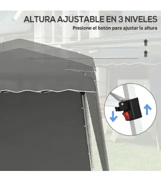 Carpa Plegable Pop-up 2,89x2,89m Cenador Pabellón de Jardín con Paredes Laterales Altura Ajustable Protección UV50+ Gris