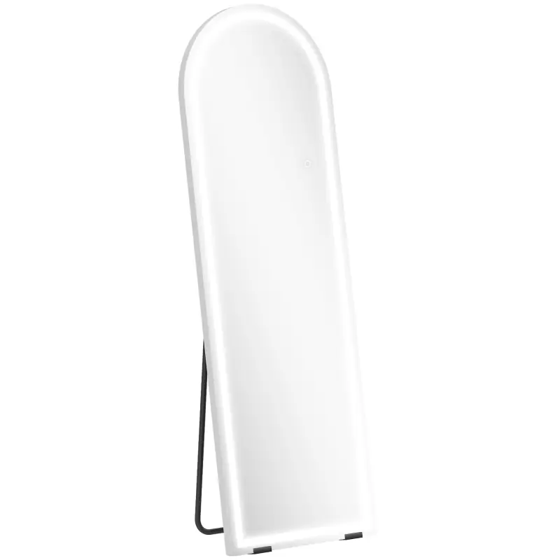 Espejo de Pie Cuerpo Entero con Luces 150x50cm Arqueado sin Marco 3 Temperaturas de Color Brillo Ajustable Transparente