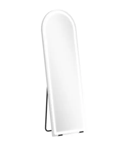 Espejo de Pie Cuerpo Entero con Luces 150x50cm Arqueado sin Marco 3 Temperaturas de Color Brillo Ajustable Transparente