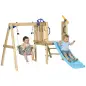 Columpio y Tobogán Infantil Exterior de Madera con Volante Telescopio para Niños de 18-48 Meses Madera Natural
