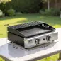 Barbacoa de Gas con 2 Quemadores 5 kW Barbacoa Portátil con Plancha Rejilla Calentadora y Recogedor Grasa Negro