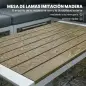 Conjunto de Jardín Exterior con Cojines 3 Sofás de 2 Plazas Mesa con Tablero Efecto Madera WPC y Cojines Gris y Blanco