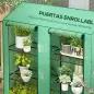 Invernadero de Jardín de 3 Niveles con Estantes Techo Inclinado y Puertas con Cremallera 143x46x141/151 cm Verde
