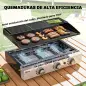 Barbacoa de Gas con 3 Quemadores 7,5 kW Barbacoa Portátil con Plancha Rejilla Calentadora y Recogedor Grasa Negro