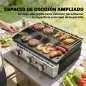 Barbacoa de Gas con 3 Quemadores 7,5 kW Barbacoa Portátil con Plancha Rejilla Calentadora y Recogedor Grasa Negro