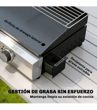 Barbacoa de Gas con 3 Quemadores 7,5 kW Barbacoa Portátil con Plancha Rejilla Calentadora y Recogedor Grasa Negro