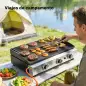 Barbacoa de Gas con 3 Quemadores 7,5 kW Barbacoa Portátil con Plancha Rejilla Calentadora y Recogedor Grasa Negro