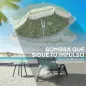 Sombrilla de Playa con Flecos Ø180 cm Altura Ajustable Inclinación Anclaje Arena y Bolsa de Transporte UPF30+ Verde
