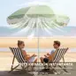 Sombrilla de Playa con Flecos Ø180 cm Altura Ajustable Inclinación Anclaje Arena y Bolsa de Transporte UPF30+ Verde