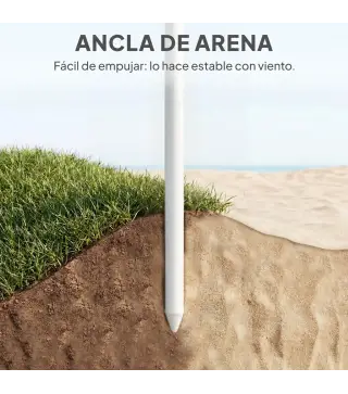 Sombrilla de Playa con Flecos Ø180 cm Altura Ajustable Inclinación Anclaje Arena y Bolsa de Transporte UPF30+ Verde