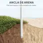 Sombrilla de Playa con Flecos Ø180 cm Altura Ajustable Inclinación Anclaje Arena y Bolsa de Transporte UPF30+ Verde