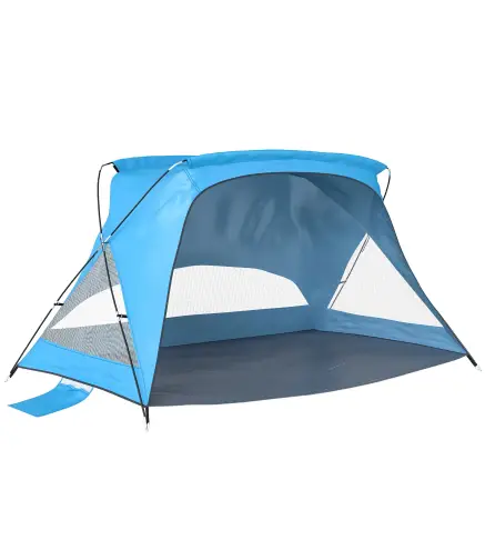 Carpa de Playa para 2-3 Personas con Sacos de Arena, Puerta, Ventanas, UPF30+ Bolsa de Transporte Bolsillo Azul Cielo