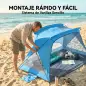 Carpa de Playa para 2-3 Personas con Sacos de Arena, Puerta, Ventanas, UPF30+ Bolsa de Transporte Bolsillo Azul Cielo