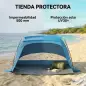 Carpa de Playa para 2-3 Personas con Sacos de Arena, Puerta, Ventanas, UPF30+ Bolsa de Transporte Bolsillo Azul Cielo