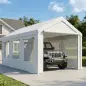 Garaje Exterior para Coche 3x6 m Impermeable de PE Resistente Marco de Acero Galvanizado Altura Ajustable Blanco