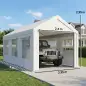 Garaje Exterior para Coche 3x6 m Impermeable de PE Resistente Marco de Acero Galvanizado Altura Ajustable Blanco