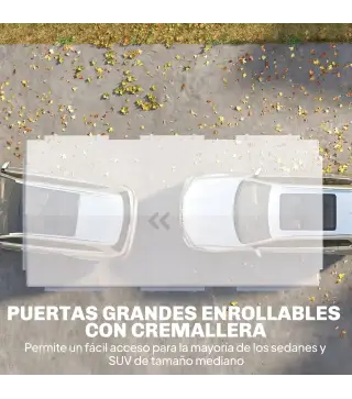 Garaje Exterior para Coche 3x6 m Impermeable de PE Resistente Marco de Acero Galvanizado Altura Ajustable Blanco