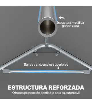 Garaje Exterior para Coche 3x6 m Impermeable de PE Resistente Marco de Acero Galvanizado Altura Ajustable Blanco