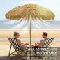 Sombrilla de Playa con Flecos de Paja Ø178 cm con Inclinación Altura Ajustable UV50+ Bolsa de Transporte Marrón Claro