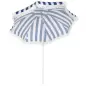Sombrilla de Playa con Flecos Ø180 cm Sombrilla de Terraza Exterior con Altura Ajustable Inclinación 30° Azul y Blanco