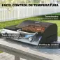 Barbacoa de Gas Plegable con Quemador 2,5 kW Tapa Termómetro Mesa Lateral y 2 Ruedas Parrilla Recogedor Grasa Negro