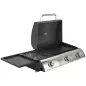 Barbacoa de Gas BBQ Gas con 3 Quemadores 7,5 kW con Parrilla Plancha Estante Lateral Convertible Termómetro Negro