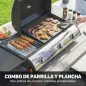 Barbacoa de Gas BBQ Gas con 3 Quemadores 7,5 kW con Parrilla Plancha Estante Lateral Convertible Termómetro Negro