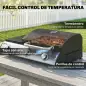 Barbacoa de Gas BBQ Gas con 3 Quemadores 7,5 kW con Parrilla Plancha Estante Lateral Convertible Termómetro Negro