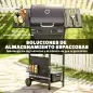 Barbacoa de Gas BBQ Gas con 2 Quemadores 5 kW Termómetro Mesas Laterales Estante Rejilla Calentadora 2 Ruedas Negro