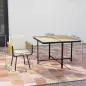 Conjunto de Mesa y Sillas Jardín de Ratán 5 Piezas con Mesa de Plástico-Madera 4 Sillas con Cojines Extraíbles Beige