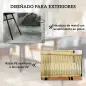 Conjunto de Mesa y Sillas Jardín de Ratán 5 Piezas con Mesa de Plástico-Madera 4 Sillas con Cojines Extraíbles Beige