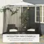 Mosquitera para Sombrillas Ø3 m con Cremallera y Tubo Rellenable de Agua para Terraza Balcón Exterior Negro