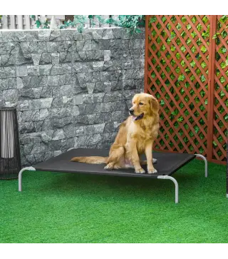 Cama para Perros Gatos Elevada Transpirable Cama para Mascotas con Marco de Acero para Dormir Relajar 130x90x20cm Negro