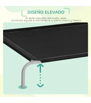 Cama para Perros Gatos Elevada Transpirable Cama para Mascotas con Marco de Acero para Dormir Relajar 130x90x20cm Negro