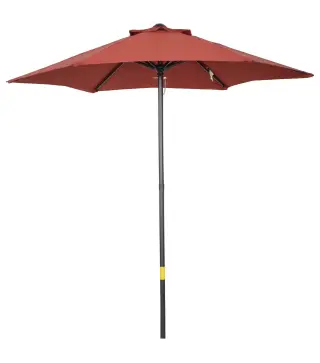 Parasol de Terraza con Mástil de Aluminio Techo de Ventilación y Poste Desmontable Impermeable para Patio Rojo Vino