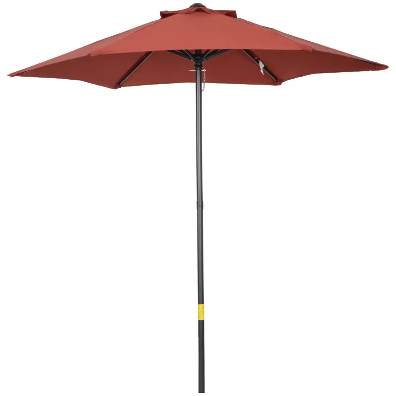 Parasol de Terraza con Mástil de Aluminio Techo de Ventilación y Poste Desmontable Impermeable para Patio Rojo Vino