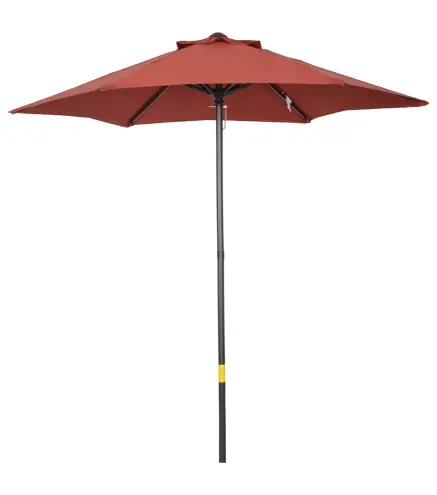 Parasol de Terraza con Mástil de Aluminio Techo de Ventilación y Poste Desmontable Impermeable para Patio Rojo Vino